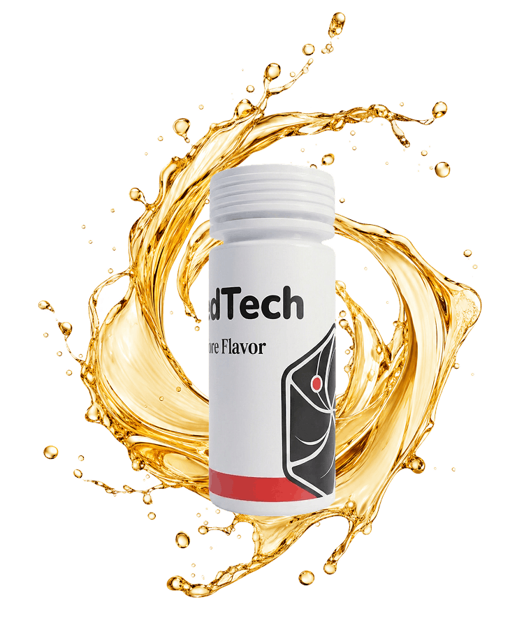 WhippedTech Enhancer Kit bottle surrounded by a swirling vortex of amber liquid representing the foundational technology.